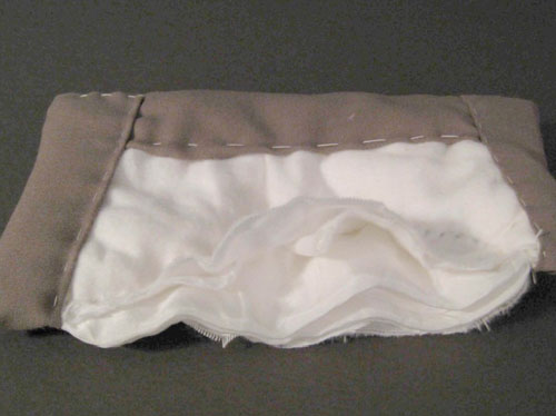 Folded, bound and sewn silk before dyeing